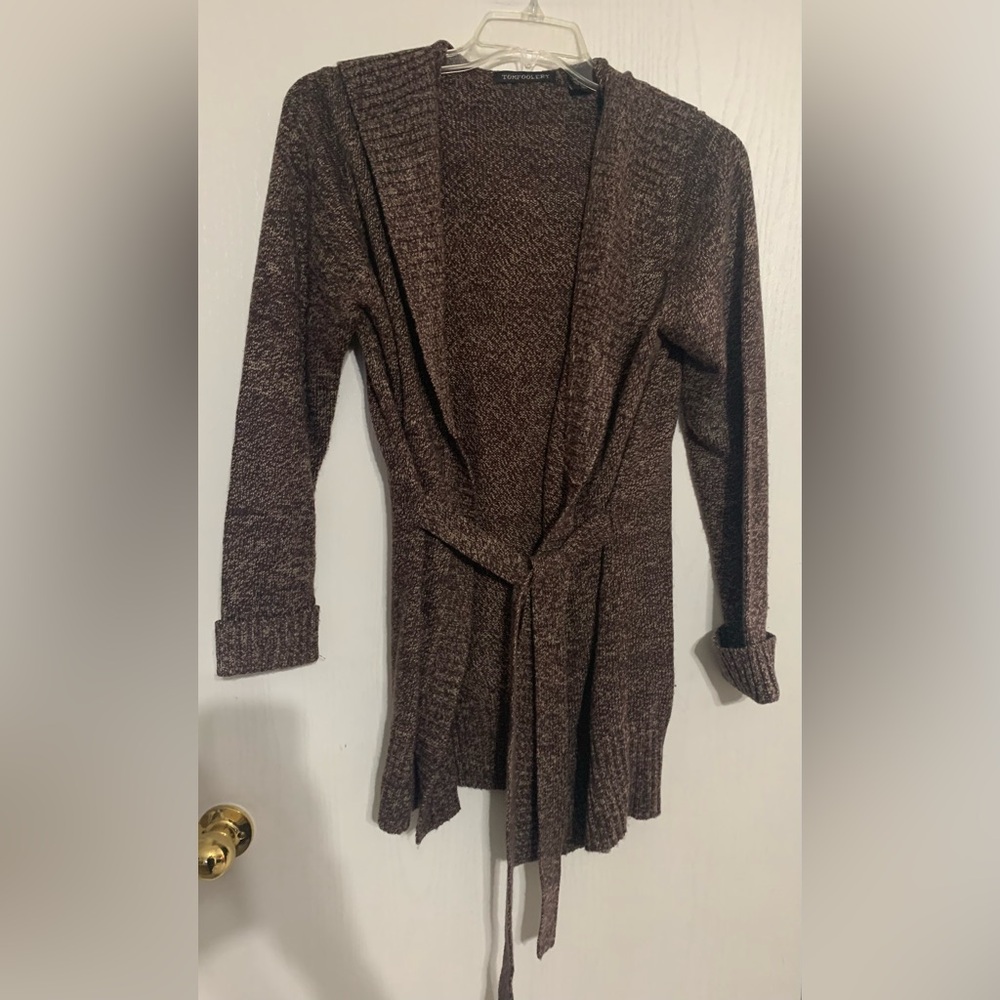 Tomfoolery Tie Front Hooded Cardigan Sweater